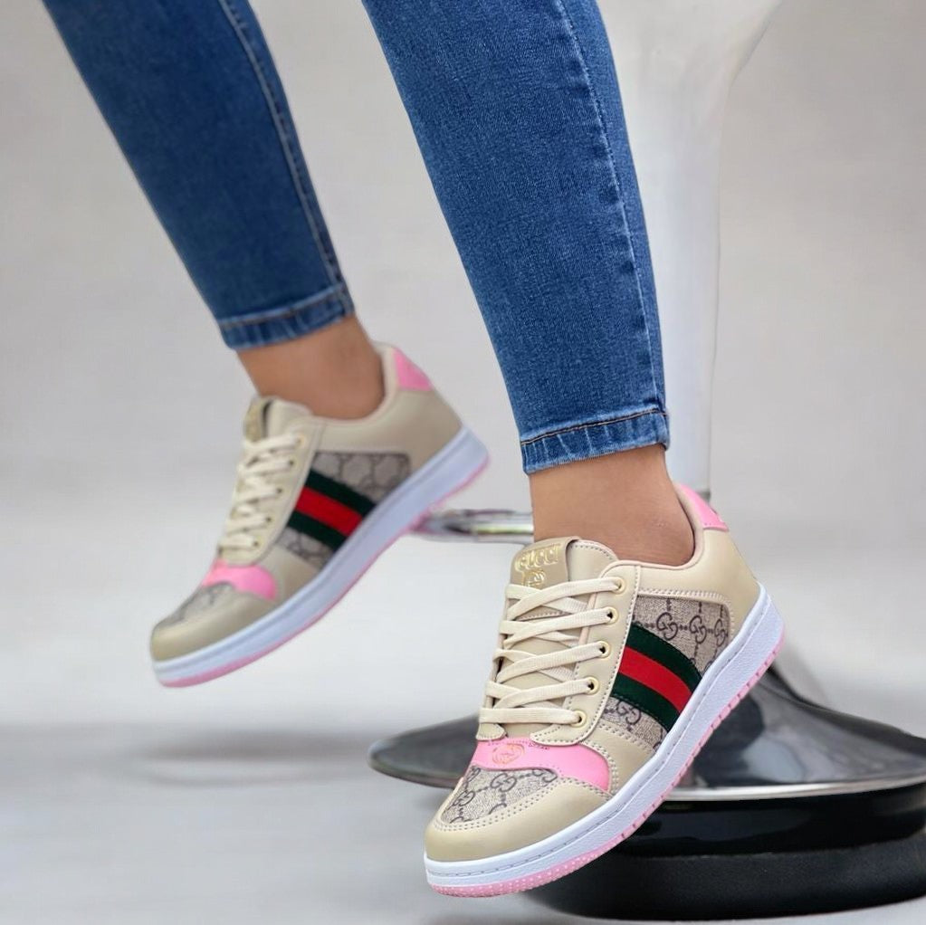 Combo: Tenis + Bolso Bolichero Gucci Estampado Dama