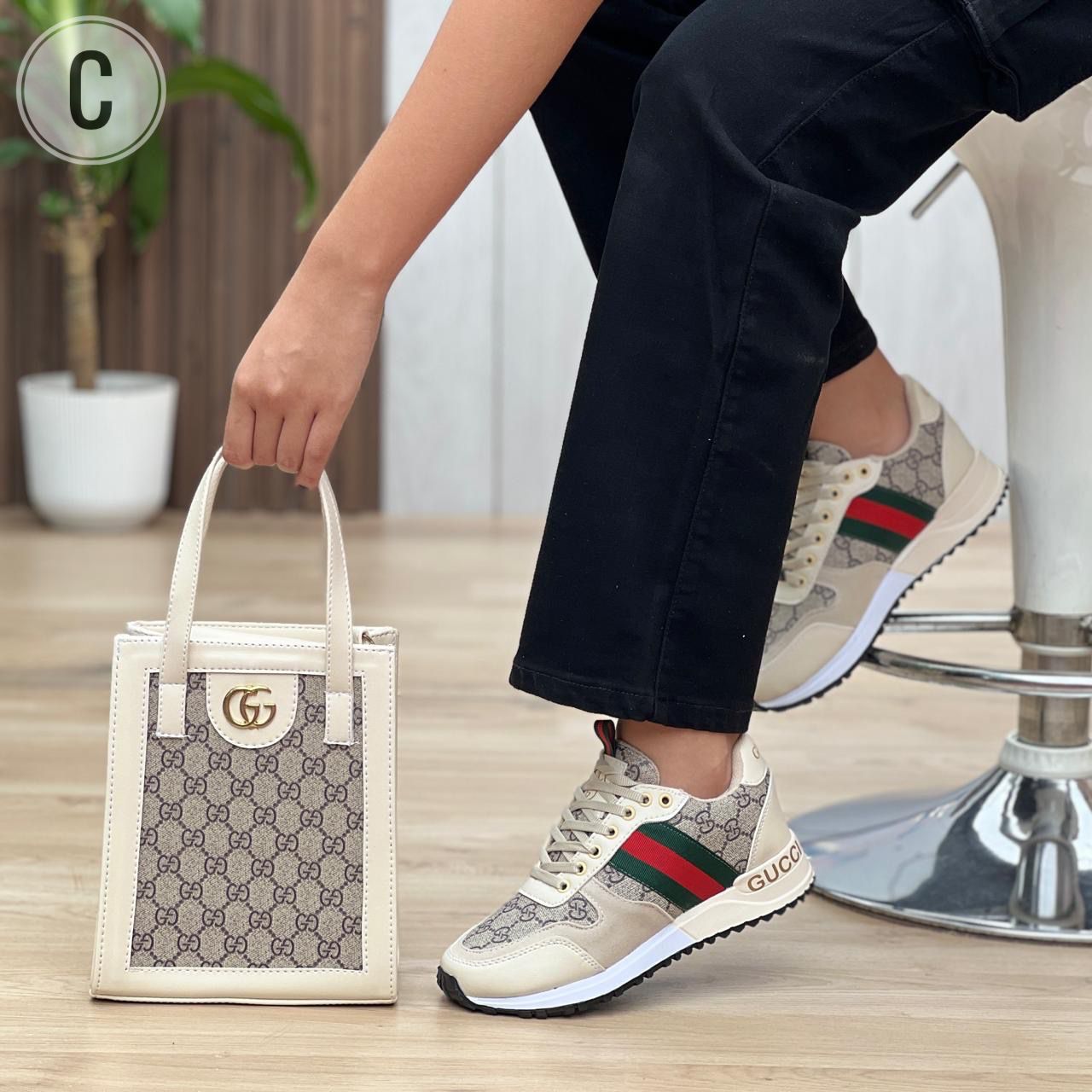 Combo: Tenis + Bolso Bolichero Gucci Dama