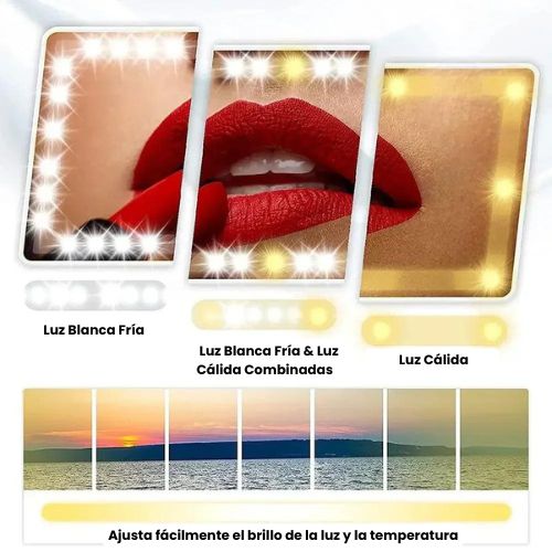 ESPEJO DE MAQUILLAJE CON LUZ LED ✨