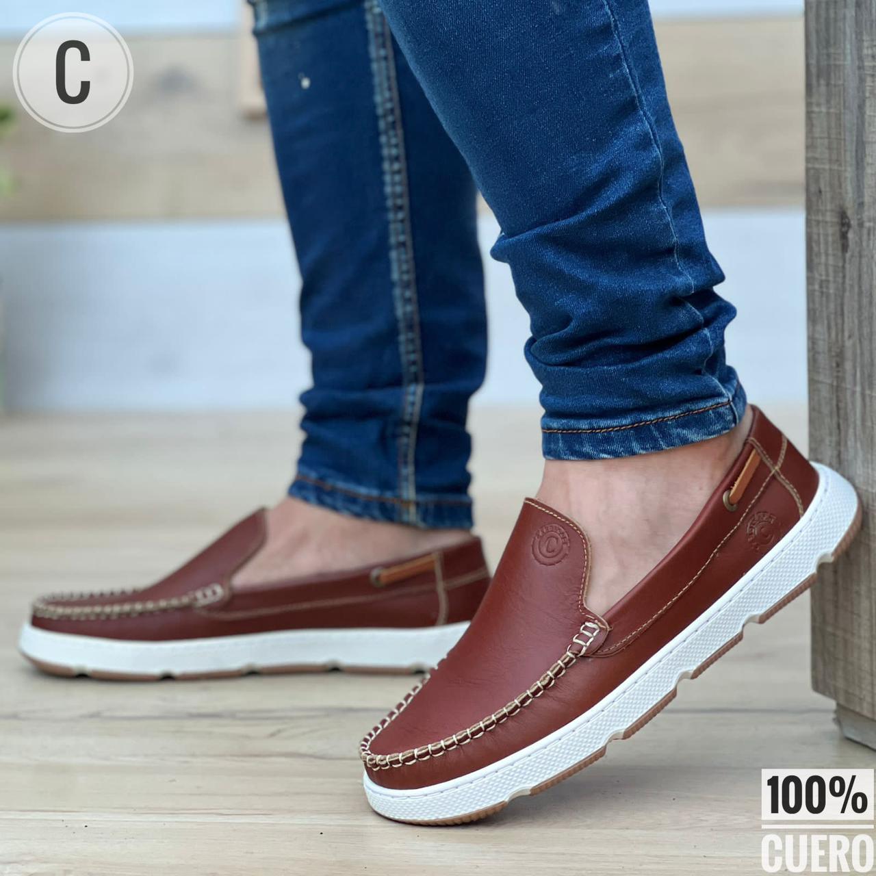 Combo Trio: Mocasin + Correa + Billetera en Cuero Enserado Caballero