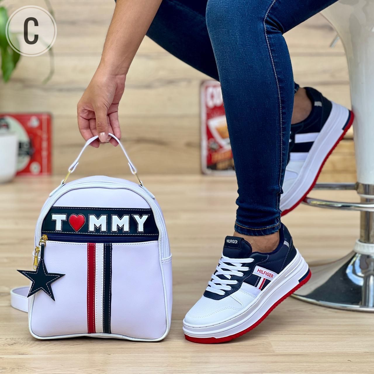 Combo: Tenis + Bolso Morral Tommy Dama