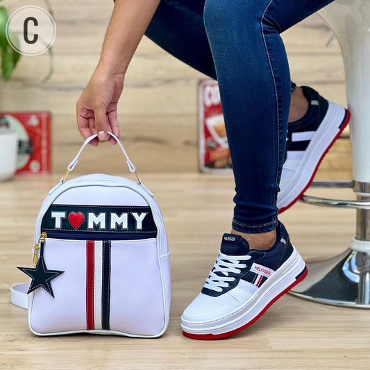 Combo: Tenis + Bolso Morral Tommy Dama