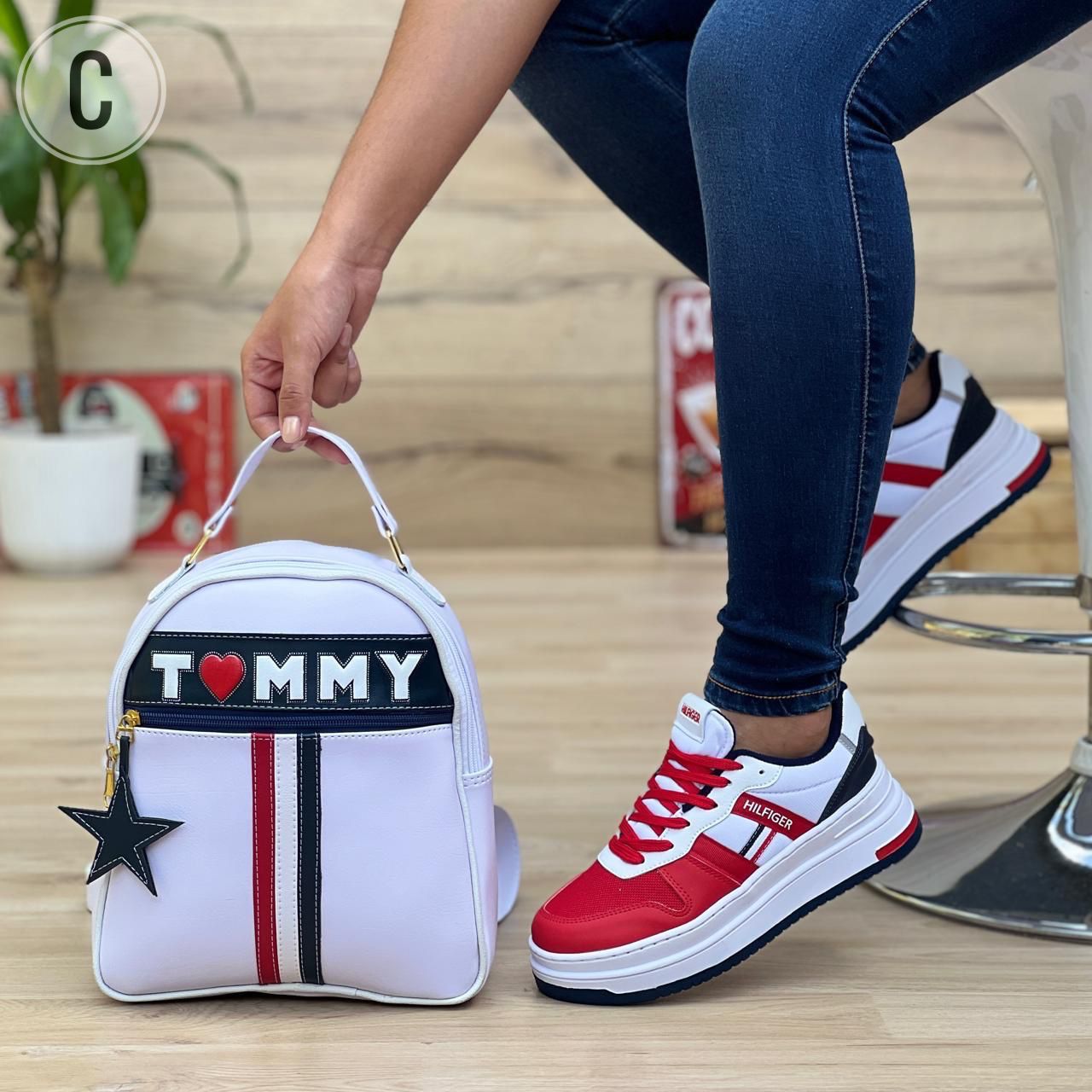 Combo: Tenis + Bolso Morral Tommy Dama