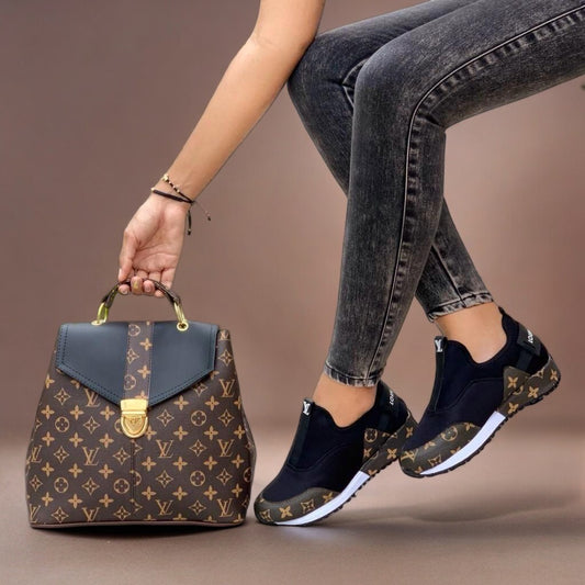 Combo: Tenis + Bolso Morral Slipon LV Dama