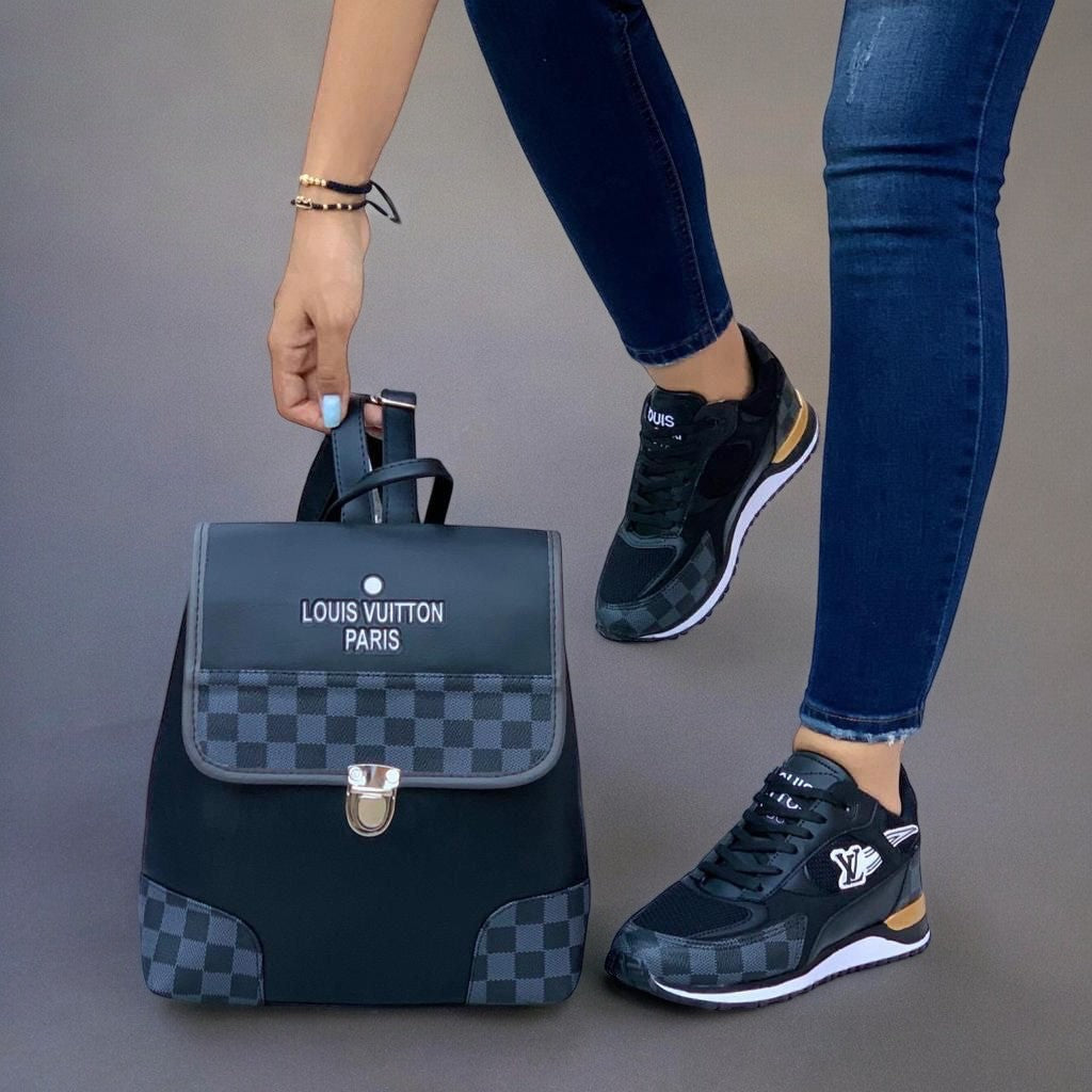 Combo: Tenis + Bolso Morral Sneakers LV Dama