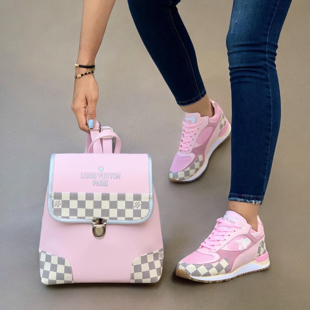 Combo: Tenis + Bolso Morral Sneakers LV Dama