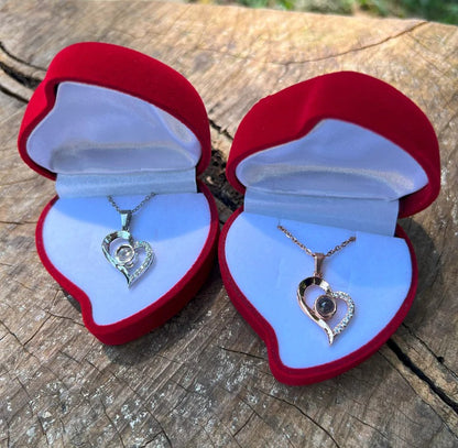 CADENA + DIJE CORAZÓN 🩷 TE AMO EN 100 IDIOMAS | CAJA DE LUJO 🎁