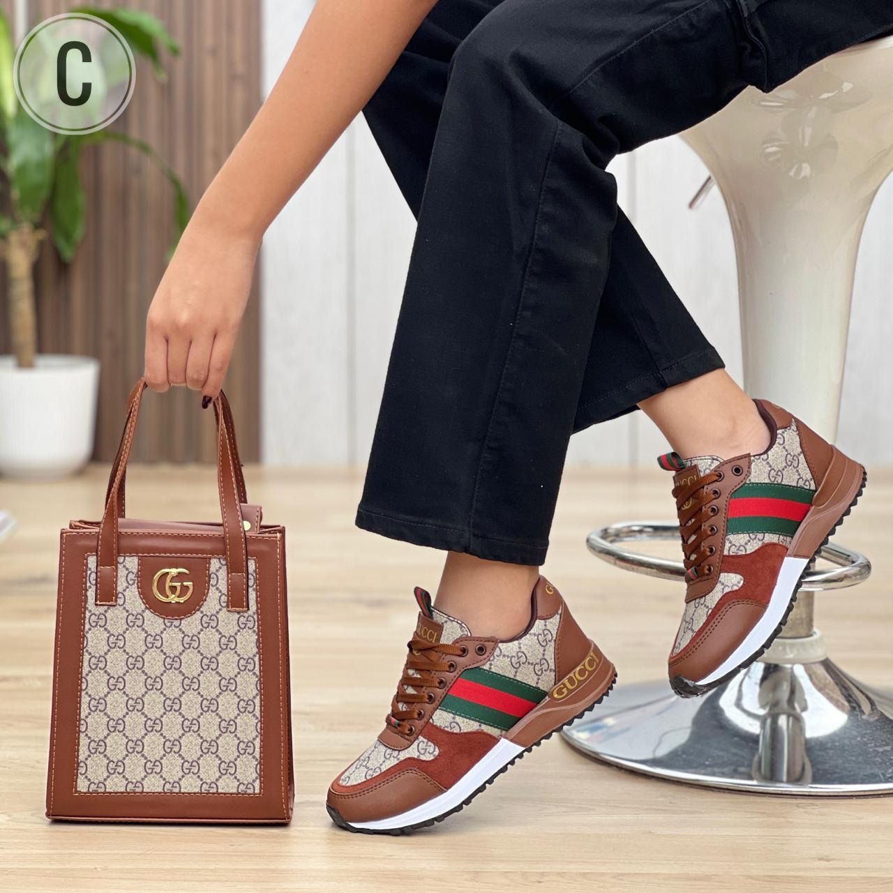 Combo: Tenis + Bolso Bolichero Gucci Dama