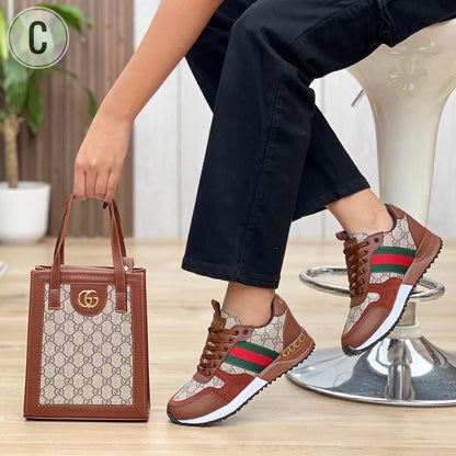 Combo: Tenis + Bolso Bolichero Gucci Dama