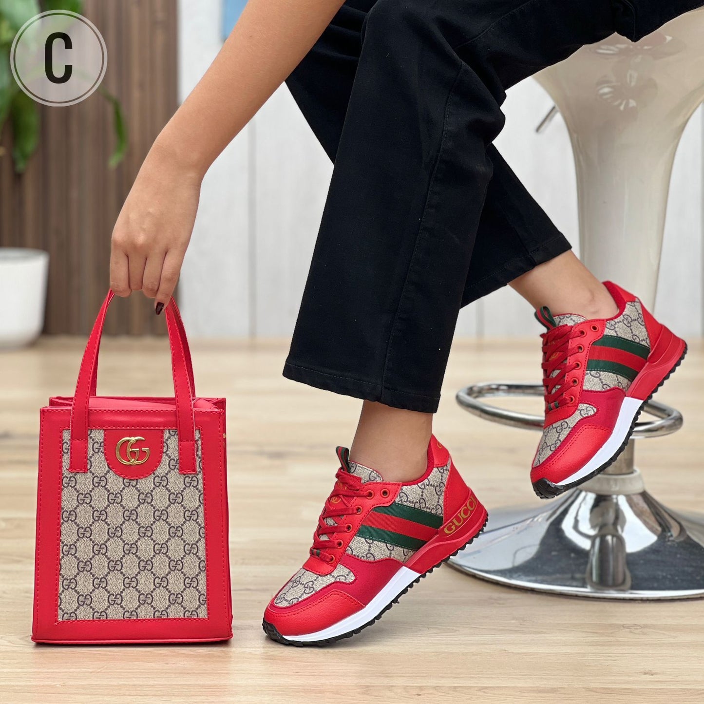 Combo: Tenis + Bolso Bolichero Gucci Dama