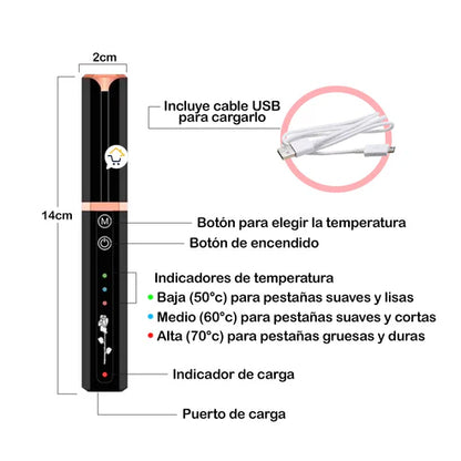 ENCRESPADOR Y RIZADOR DE PESTAÑAS ELÉCTRICO | USB RECARGABLE